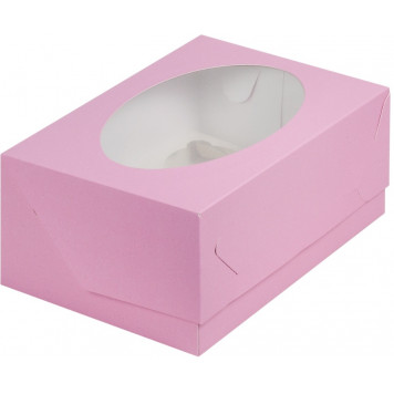 Коробка 6 капкейков 23*16*10 розовая