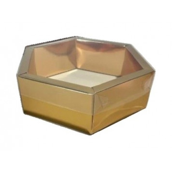 Коробка для зефира шестигранник 23*23*6 золото