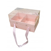 Коробка с 2 отсеками 24*17*14см розовая