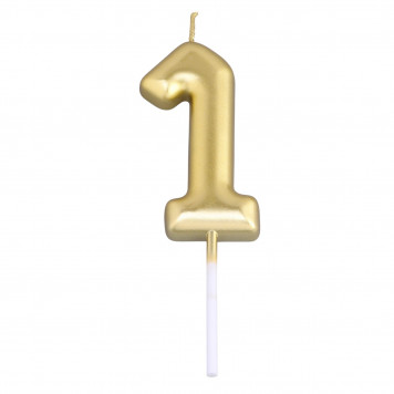 Свеча в торт "Европейская", цифра "1", 6 см, золото