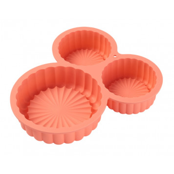 Форма для выпечки 3 ячейки "Савоярди" 22х19х4 см, цвет персиковый