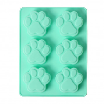 Форма для выпечки 6 ячеек "Животные.Лапка" 18х13,8х1,5 см (5х5,4 см) цвет бирюзовый
