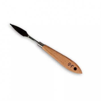 Палетта угловая с дер. ручкой с рифлеными краями (мастихин), 4,5см