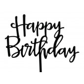 Топпер для торта Happy Birthday, 16.5×15 см, чёрный