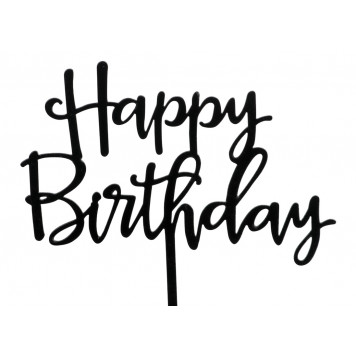 Топпер для торта Happy Birthday, 16.5×15 см, чёрный