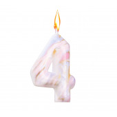 Свеча в торт «Белый мрамор», цифра 4, 5.5 см