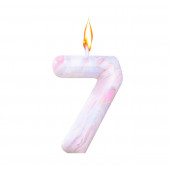 Свеча в торт «Белый мрамор», цифра 7, 5.5 см