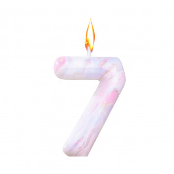 Свеча в торт «Белый мрамор», цифра 7, 5.5 см