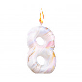 Свеча в торт «Белый мрамор», цифра 8, 5.5 см