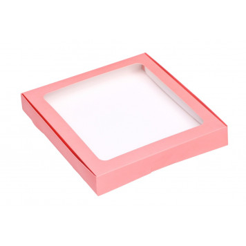 Коробка самосборная с окном розовая, 21 х 21 х 3 см