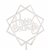 Топпер для торта «День рождения», серебро