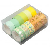 Клейкая лента бумага "Палитра зелёного с рисунками" н-р шир.-1,5см дл.-3м 9,5х7х3,5 см