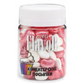 Посыпка Mr.Flavor Сердечки перламутровые бело-красные, 50г