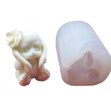 Силиконовая форма №249 "Зайчик с цветочком" №3 (Классик)