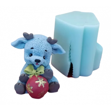 Силиконовая форма №1018 "Оленёнок с подарком" (Классик)