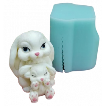 Силиконовая форма №1443 "Зайка с зайчонком" №2