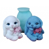 Силиконовая форма №1715 Милый зайка с бантиком