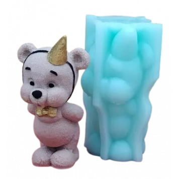 Силиконовая форма №1955 Мишутка задувает свечу