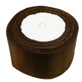 Лента атласная Сатин Шоколадный 50мм, 25ярд