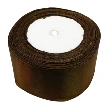 Лента атласная Сатин Шоколадный 50мм, 25ярд