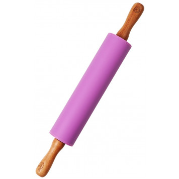 Скалка "Bakery", 31 х 4 см, силикон, дерево, цвет фиолетовый