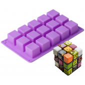 Форма для льда Доляна «Фигуры.Куб», силикон, 26×15×3.2 см, 15 ячеек (3.2×3.2 см), фиолетовая