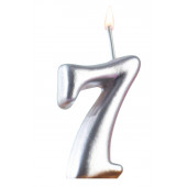 Свеча для торта цифра "Серебряная", 5,5 см, цифра "7"