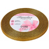Лента парчовая, 6 мм, 23±1 м, цвет золотой