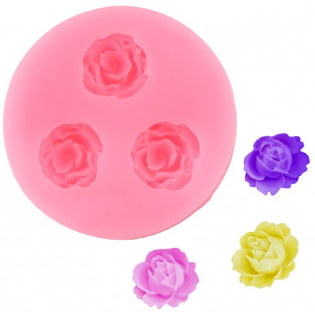 Молд 4,5 см "Три малых розы" цвет розовый