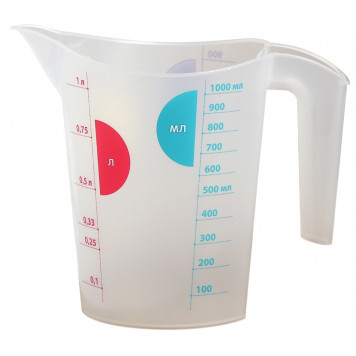 Кувшин мерный 1л 13х18х16см, прозрачный