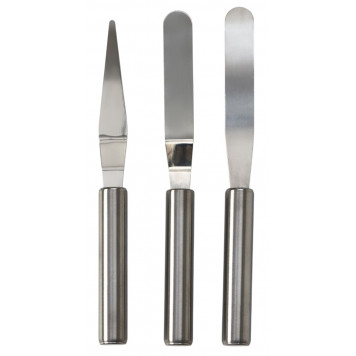 Набор лопаток - палеток кондитерских Доляна, 3 шт., 22×8×1.5 см, серебристый