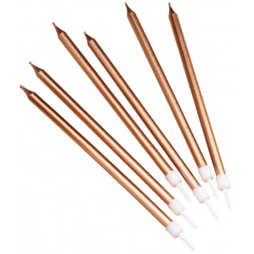 Свечи в торт «Ройс», 6 шт., высокие, 13 см, шампань металлик