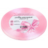 Лента атласная, с серебряным люрексом, 6 мм, 23±1 м, розовая №004