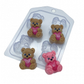 Форма пластиковая Мишка с сердцем мини, 4 ячейки