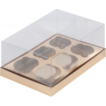 Коробка 6 капкейков 23*16*10см КУПОЛ золото