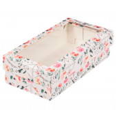 Коробка 2 ряда макарон 21*11*5 Роза