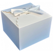 Коробка Квадратная 14*14*10 сборная с атласной лентой Белый 1/20 1/500