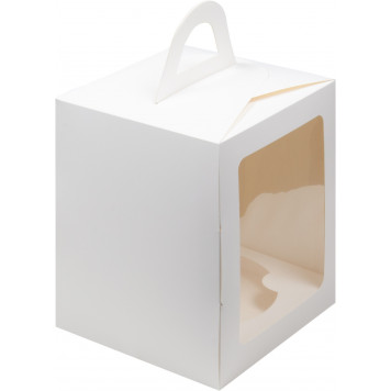 Коробка 12*12*15 белая для кулича 1 окно