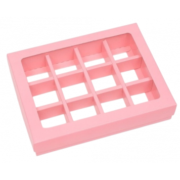 Коробка 12 конфет 19*15*3 розовая