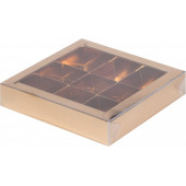 Коробка 9 конфет 16*16*3 золото