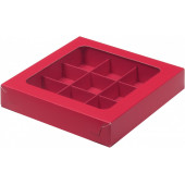 Коробка 9 конфет 16*16*3 красная