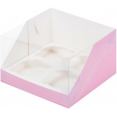 Коробка 4 капкейка 16*16*10 розовая