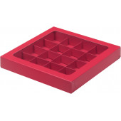 Коробка 16 конфет 20*20*3 красная
