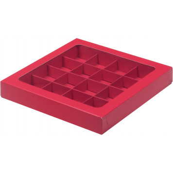 Коробка 16 конфет 20*20*3 красная