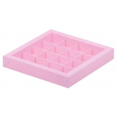 Коробка 16 конфет 20*20*3 розовая