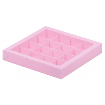 Коробка 16 конфет 20*20*3 розовая