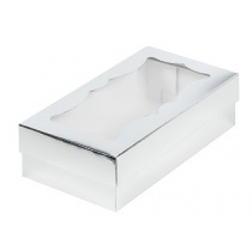 Коробка 2 ряда макарон 21*10*5,5 серебро