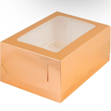 Коробка 6 капкейков 23*16*10 золото