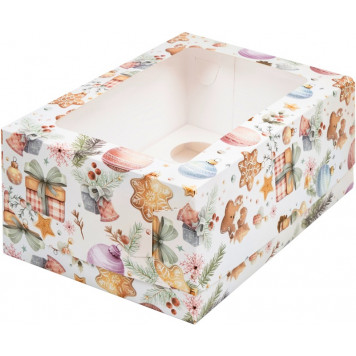 Коробка 6 капкейков 23*16*10 Елочные игрушки