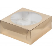 Коробка 9 капкейков 23*23*10 золото
